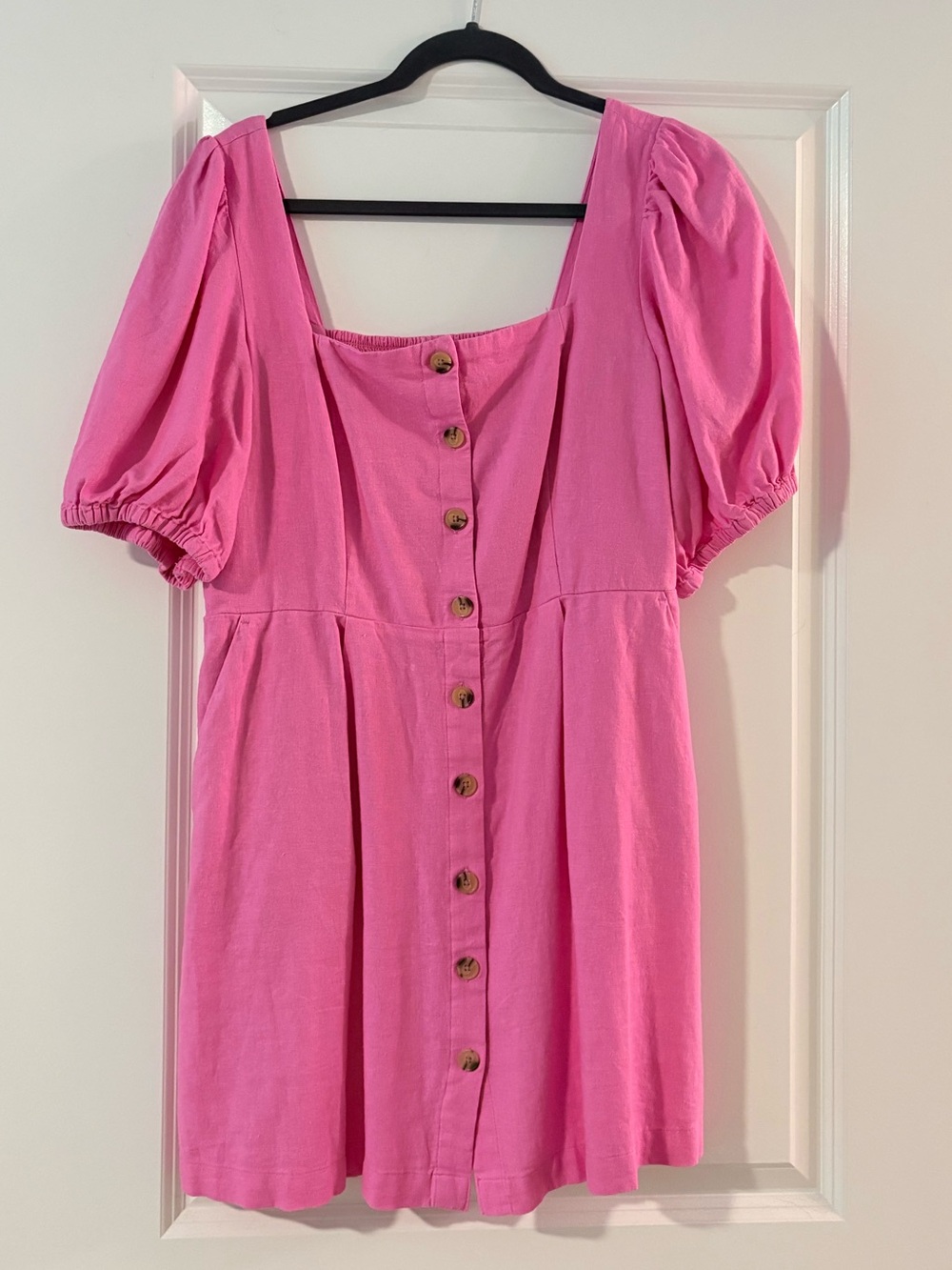 NWOT pink linen/cotton blend Old Navy dress with pockets